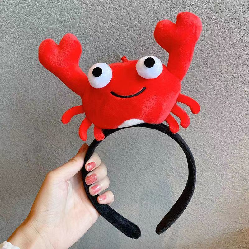 Cute and funny stuffed animal crayfish crab headband cartoon holiday promotion headband hairpin headwear