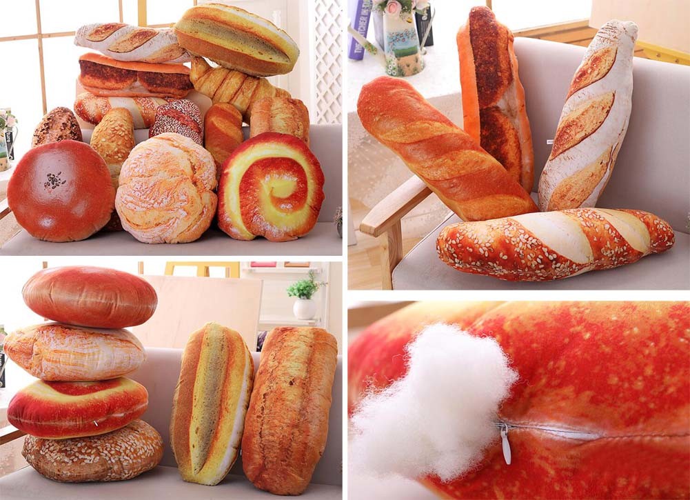 3D Simulation Bread Pillow Food Shape Back Cushion Plush Stuffed Toy [A]