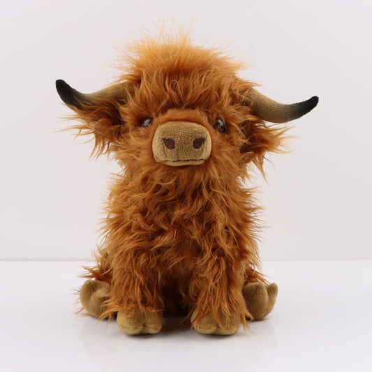 Highland Cow Plush Toy; 27CM/11''; Cute Highland Cattle Soft Stuffed Doll; Cow Plush Pillow For Kids And Fans Christmas Gift