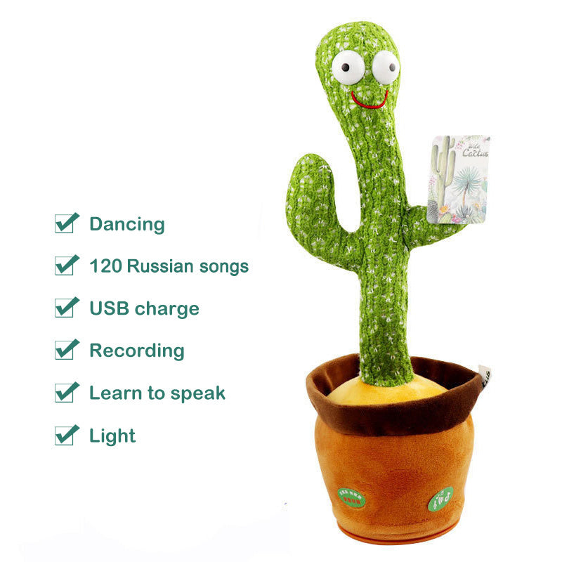 Plush Dancing Cactus Repeat What You Said Kids Stuffed Toys Singing Spanish Song Shaking With Music Plant Toy Children Education