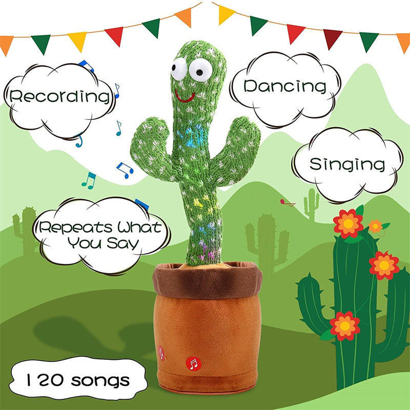 Plush Dancing Cactus Repeat What You Said Kids Stuffed Toys Singing Spanish Song Shaking With Music Plant Toy Children Education