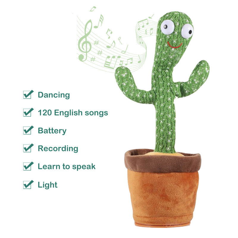 Plush Dancing Cactus Repeat What You Said Kids Stuffed Toys Singing Spanish Song Shaking With Music Plant Toy Children Education