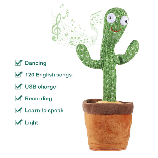 Dancing Cactus 120 Song Speaker Talking Usb Charging Voice Repeat Plush Cactu Dancer Toy Talk Plushie Stuffed Toys For Kids Gift