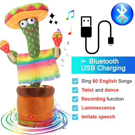 Bluetooth Dancing Cactus 60/120 Songs Speaker Talking Usb Chargeable Voice Repeat Plush Cactus Toy Dance Stuffed Toy Baby Girls