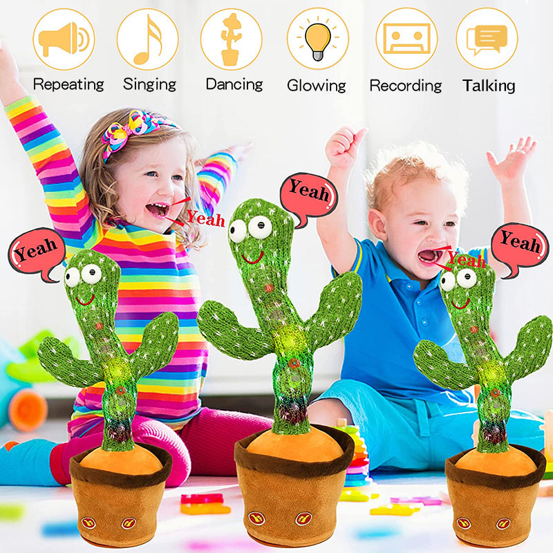 Bluetooth Dancing Cactus Repeat What You Said Usb Charging Voice Record Toy Speaker Talking Plushie Stuffed Toys for Kids Gift