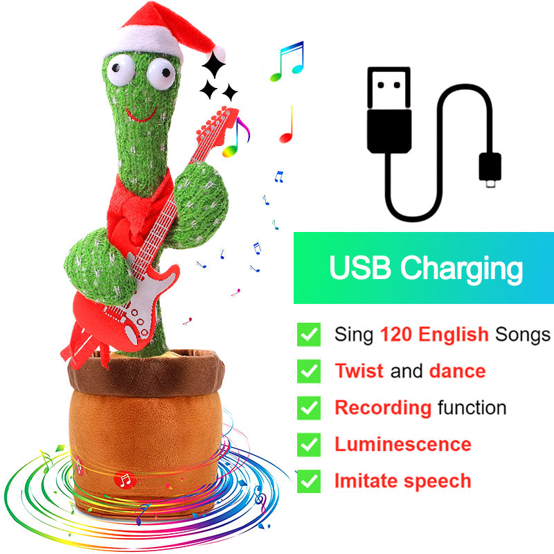 Bluetooth Dancing Cactus Repeat What You Said Usb Charging Voice Record Toy Speaker Talking Plushie Stuffed Toys for Kids Gift