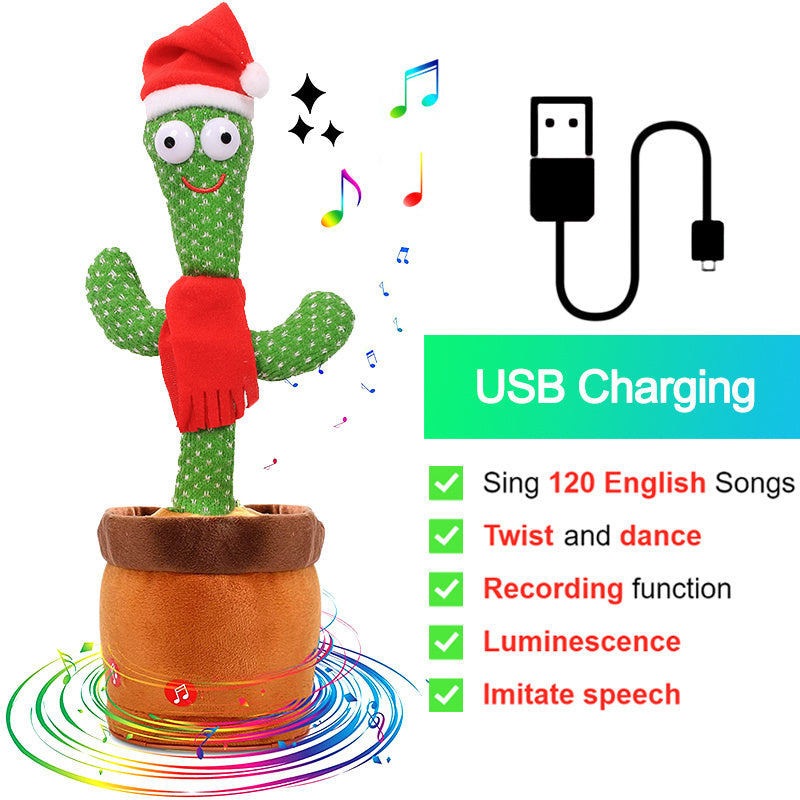 Bluetooth Dancing Cactus Repeat What You Said Usb Charging Voice Record Toy Speaker Talking Plushie Stuffed Toys for Kids Gift