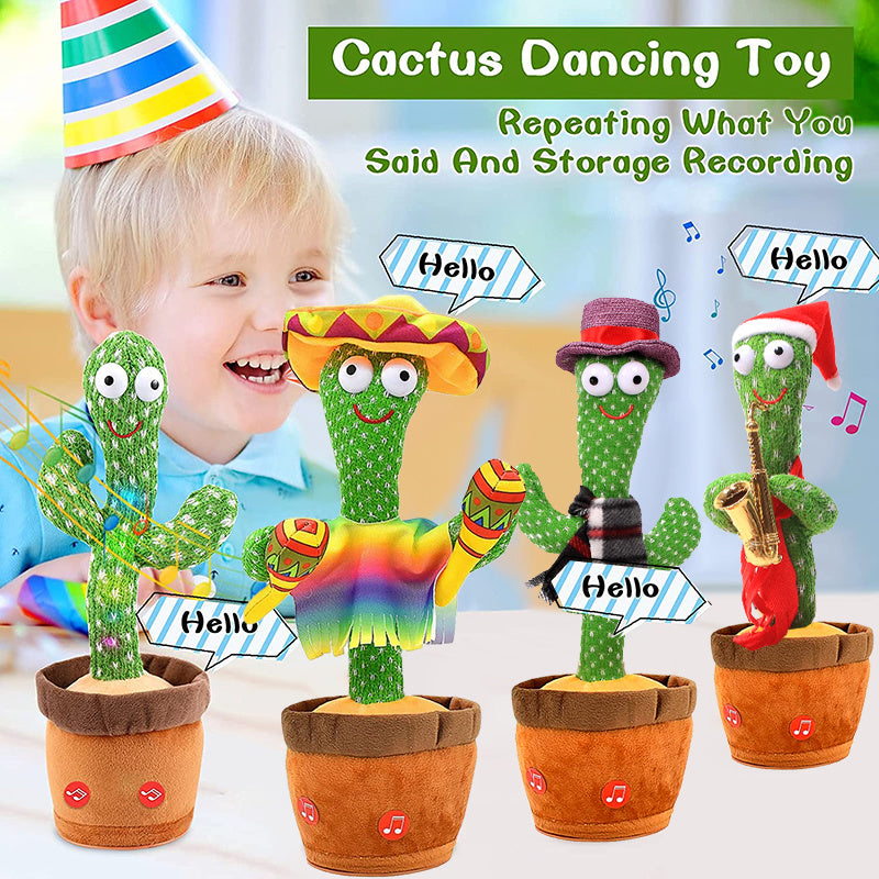 Bluetooth Dancing Cactus Repeat What You Said Usb Charging Voice Record Toy Speaker Talking Plushie Stuffed Toys for Kids Gift