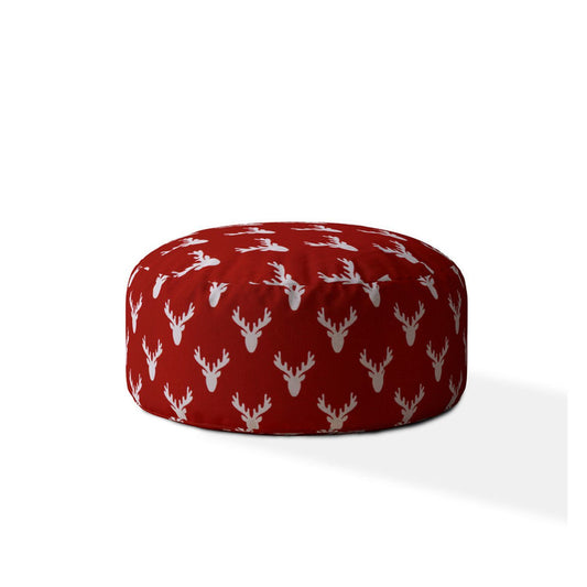 Indoor MOOSE MANIA Bright Red Round Zipper Pouf - Stuffed - Extra Beads Included! - 24in dia x 20in tall