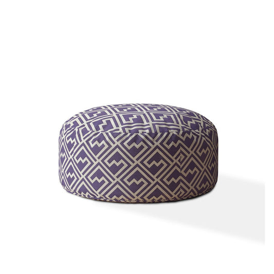 Indoor TETRI Med Purple Round Zipper Pouf - Stuffed - Extra Beads Included! - 24in dia x 20in tall