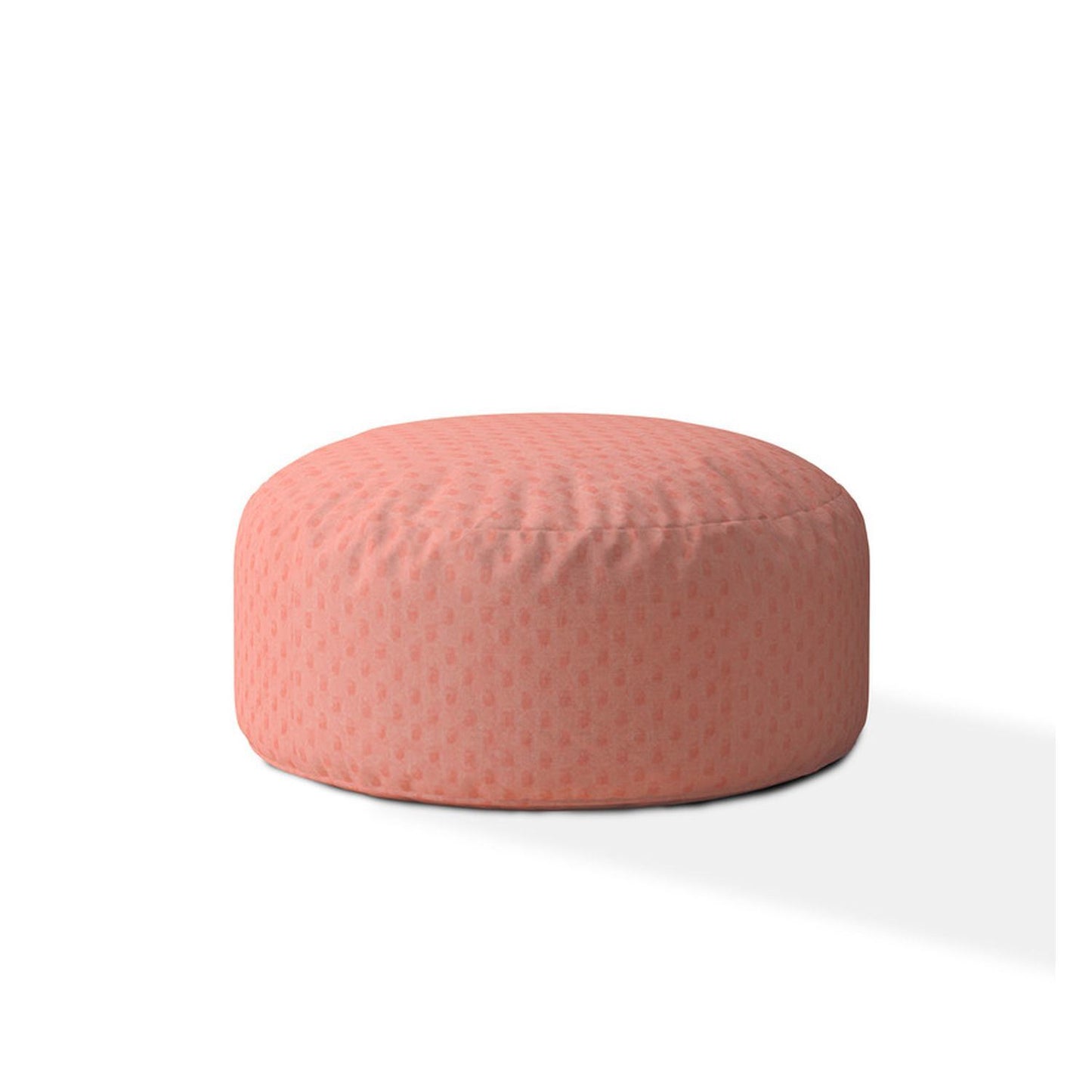 Indoor MINKY DIMPLE DOT Plush Baby Pink Round Zipper Pouf - Stuffed - Extra Beads Included! - 24in dia x 20in tall