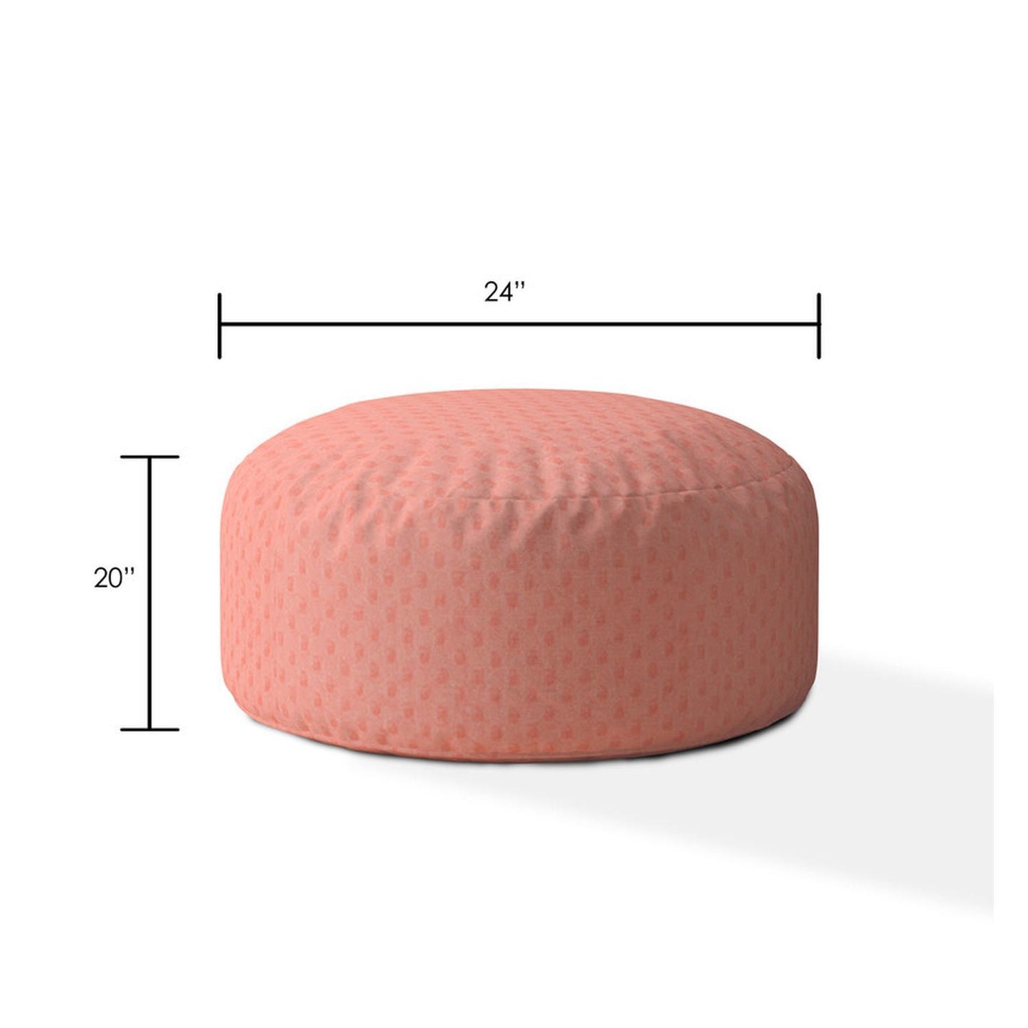 Indoor MINKY DIMPLE DOT Plush Baby Pink Round Zipper Pouf - Stuffed - Extra Beads Included! - 24in dia x 20in tall