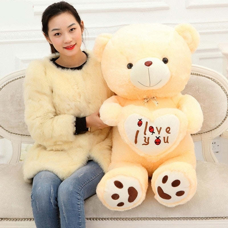 Big Size I Love You Teddy Bear Large Stuffed Plush Doll Holding LOVE Heart Plush Teddy Bear Cartoon Soft Stuffed Doll Kids Toy