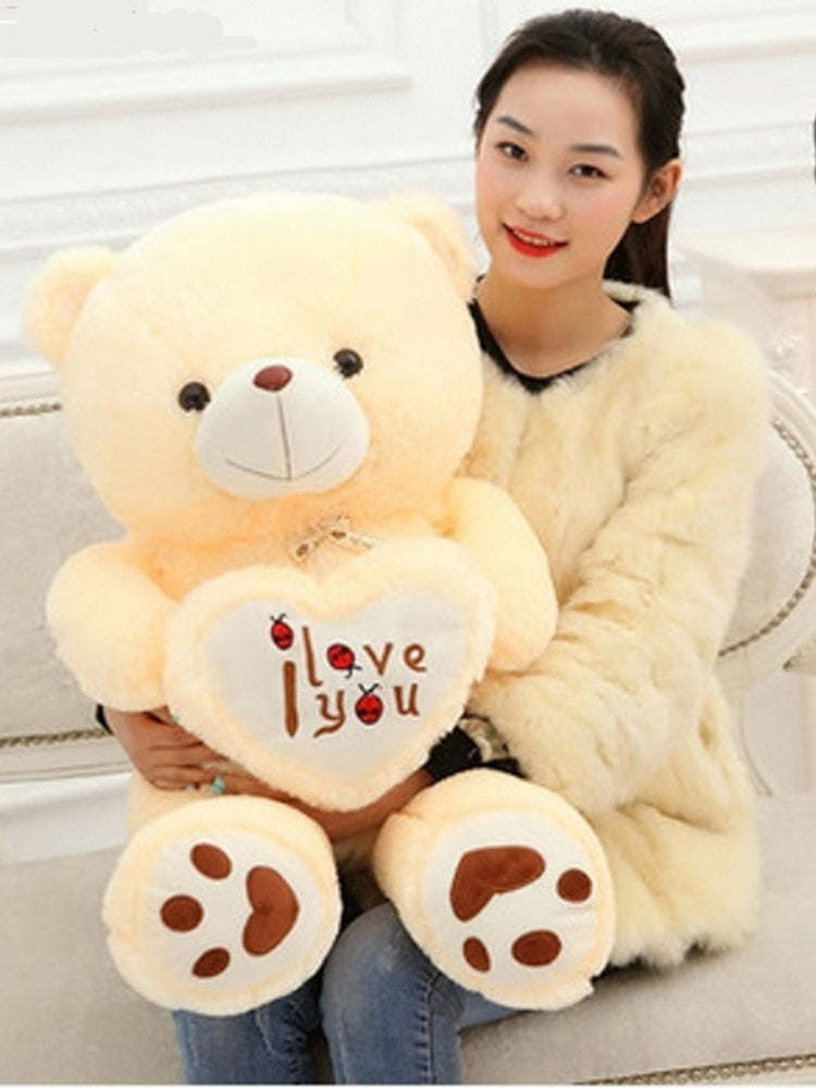 Big Size I Love You Teddy Bear Large Stuffed Plush Doll Holding LOVE Heart Plush Teddy Bear Cartoon Soft Stuffed Doll Kids Toy