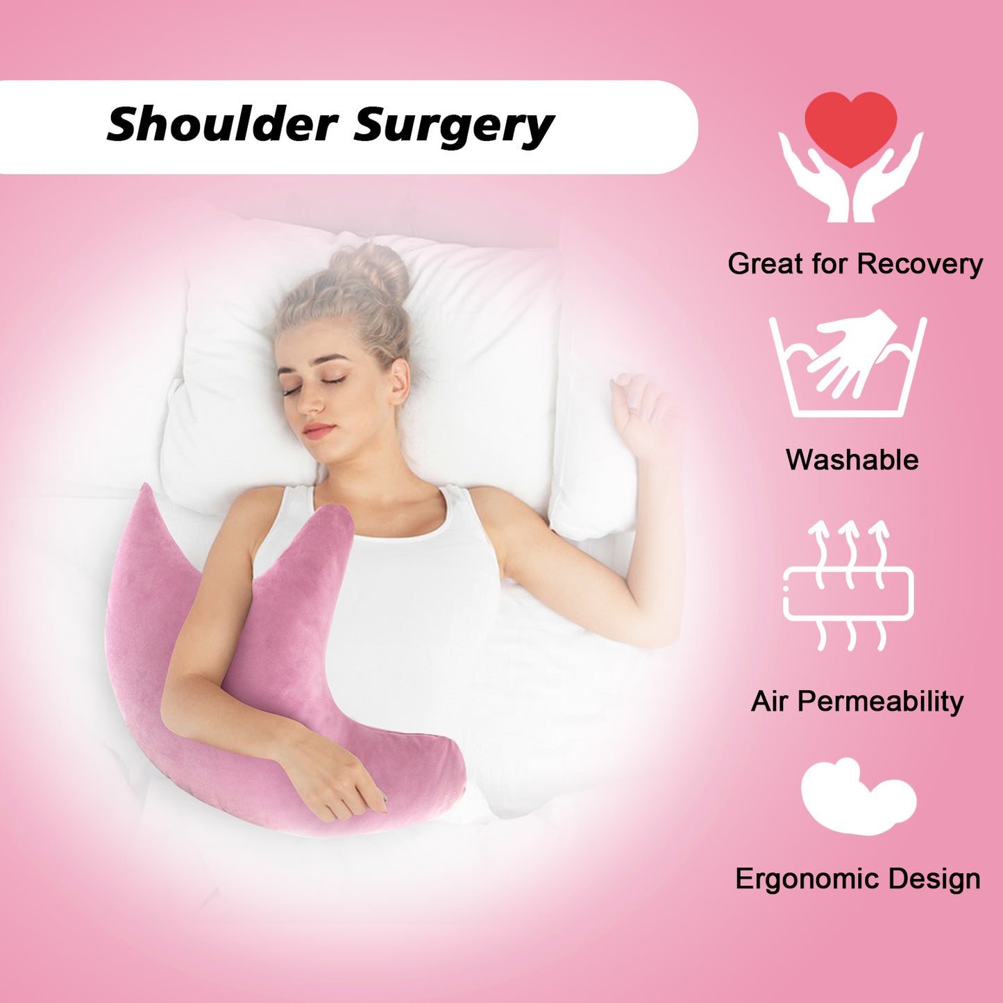 Muwago Shoulder Surgery Pillow, Rotator Cuff Pillow for Neck and Shoulder Pain, Post Surgery Pillow for Sleeping or Sitting, Ergonomic Pillow for Neck and Shoulder, Soft Side Sleeper Support Pillow