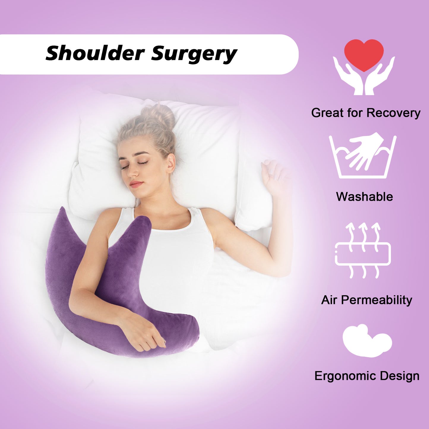 Muwago Shoulder Surgery Pillow, Rotator Cuff Pillow for Neck and Shoulder Pain, Post Surgery Pillow for Sleeping or Sitting, Ergonomic Pillow for Neck and Shoulder, Soft Side Sleeper Support Pillow