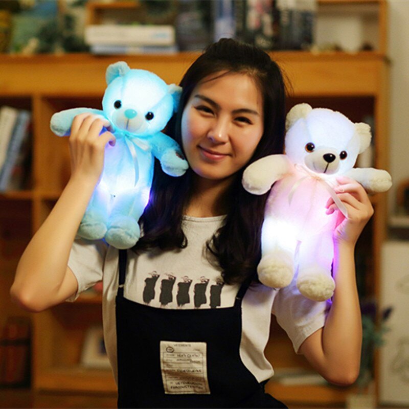 32cm Creative Luminous Bear Plush Toy Stuffed Teddy Led Light Colorful Doll Kawaii Lovely Kids Toy Girls Children Gift