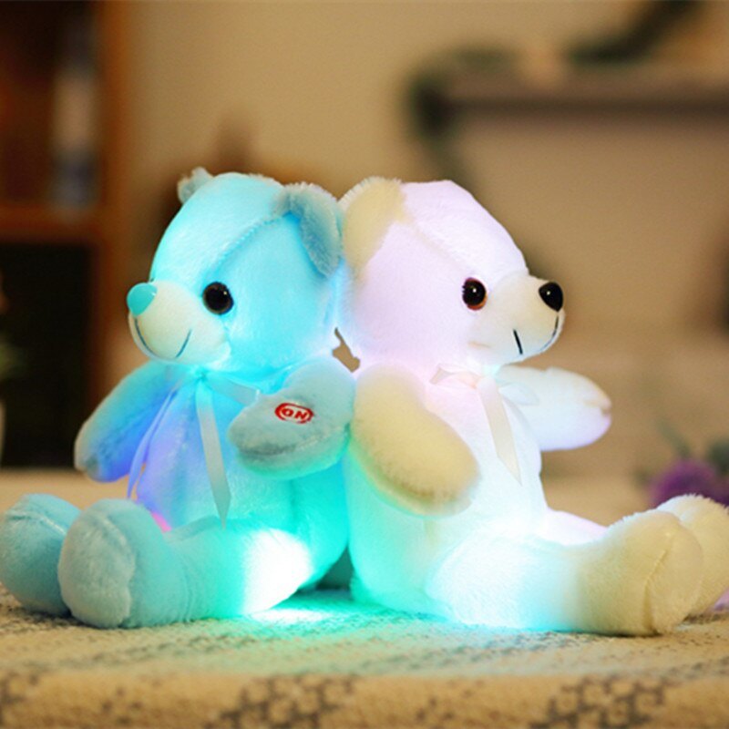 32cm Creative Luminous Bear Plush Toy Stuffed Teddy Led Light Colorful Doll Kawaii Lovely Kids Toy Girls Children Gift