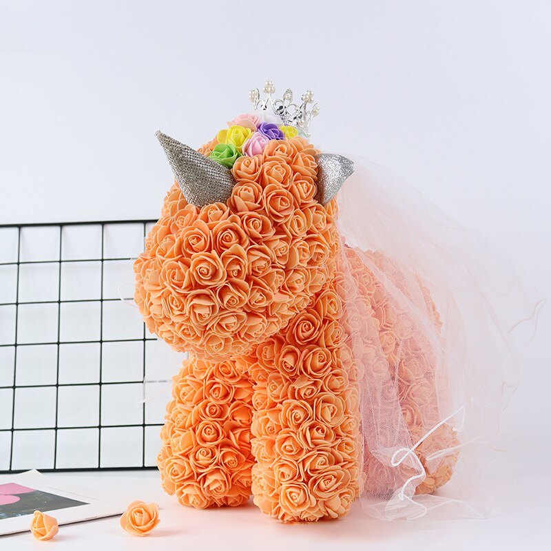 Artificial Flowers 40cm Rose Bear Girlfriend Anniversary Christmas Valentine&#39;s Day Birthday Present For Wedding Party Gift