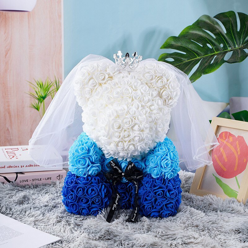 Artificial Flowers 40cm Rose Bear Girlfriend Anniversary Christmas Valentine&#39;s Day Birthday Present For Wedding Party Gift