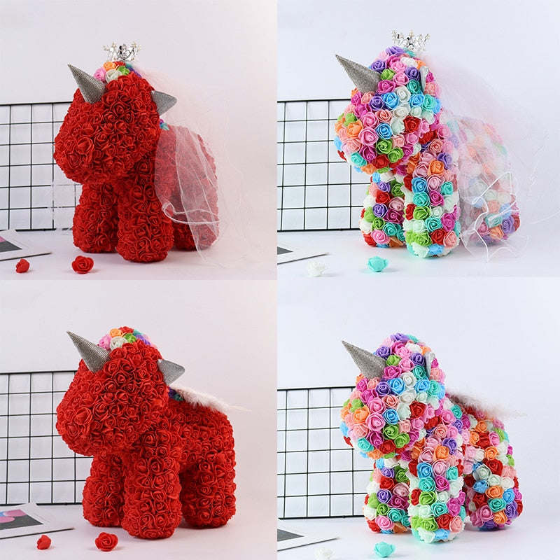 Artificial Flowers 40cm Rose Bear Girlfriend Anniversary Christmas Valentine&#39;s Day Birthday Present For Wedding Party Gift