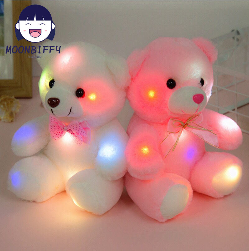 22cm Creative Plush Light Up toys Teddy Bear Stuffed Animals Plush Toy Colorful teddy bear creative Valentine Christmas gifts